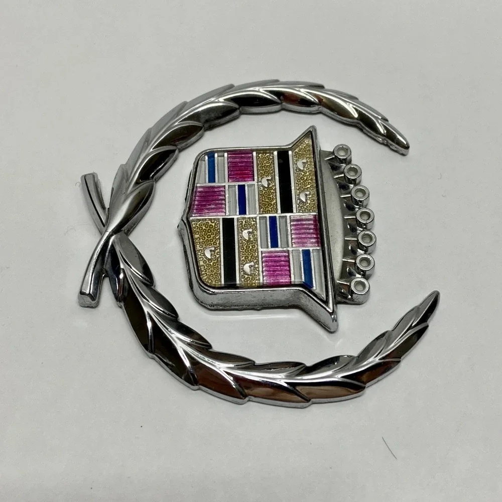 Cadillac Emblems 1970-89 OEM Deville Seville Eldorado Vintage GM Wreaths + Logos